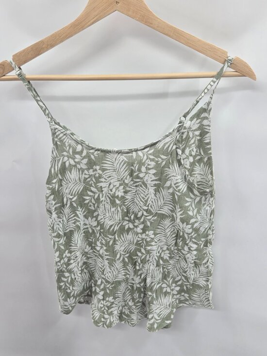 Anthropologie Mine White Green Floral Buttons Tank Top Small - Picture 2 of 8